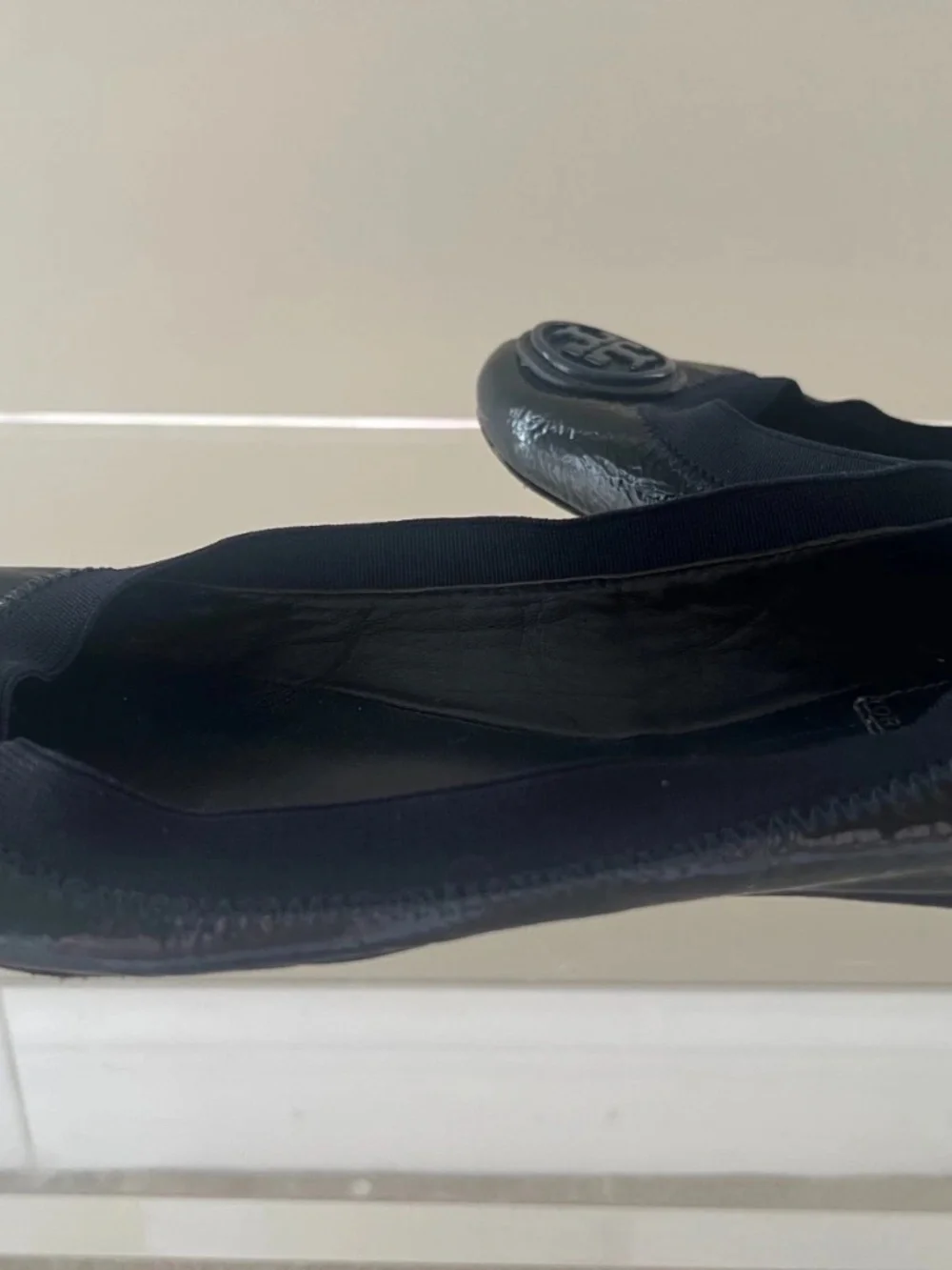 Tory Burch Caroline Ballet Flats Shoes Womens Size 8.5 Black Patent Leather